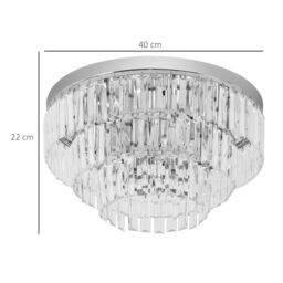 HOMCOM Modern 3-Tier Crystal Raindrop Chandelier Ceiling Light for Hallway in Silver - thumbnail 3