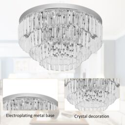 HOMCOM Modern 3-Tier Crystal Raindrop Chandelier Ceiling Light for Hallway in Silver - thumbnail 4
