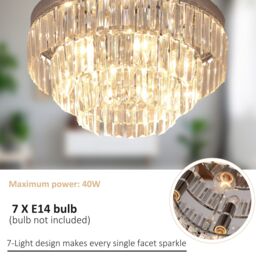 HOMCOM Modern 3-Tier Crystal Raindrop Chandelier Ceiling Light for Hallway in Silver - thumbnail 5