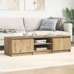 Berkfield Home TV Cabinet Artisan Oak 140x40x36 cm Engineered Wood in Brown - Size: 140 x 40 x 36 cm - thumbnail 4