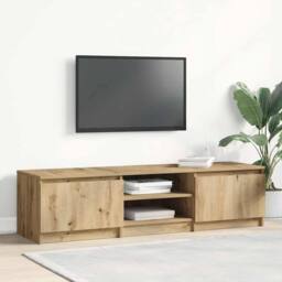 Berkfield Home TV Cabinet Artisan Oak 140x40x36 cm Engineered Wood in Brown - Size: 140 x 40 x 36 cm - thumbnail 3