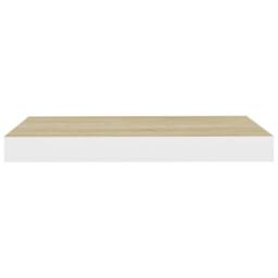 Berkfield Home Floating Wall Shelf Oak & White 50x23x3.8 cm MDF in Light Brown - thumbnail 4