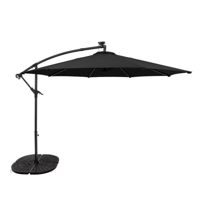 Monstershop LED Cantilever Parasol 3m With Full Fan Base - Black - image 1