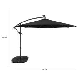Monstershop LED Cantilever Parasol 3m With Full Fan Base - Black - thumbnail 5