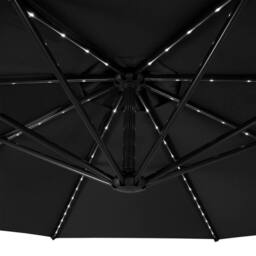 Monstershop LED Cantilever Parasol 3m With Full Fan Base - Black - thumbnail 7