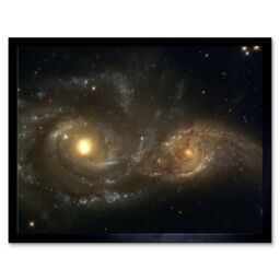 Artery8 Hubble Space Telescope Image Interacting Spiral Galaxies NGC 2207 & IC 2163 In Near Collision Cosmic Dance Art Print Framed Poster Wall Decor - thumbnail 1