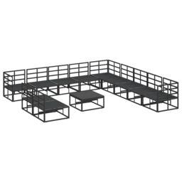 Berkfield Home Garden Sofa Set with Cushion with Pillow 12 pcs Black Aluminium - thumbnail 6