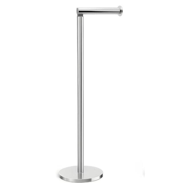PAWNORA WHITE Silver Toilet Roll Holder Free Standing 2-in-1 - image 1
