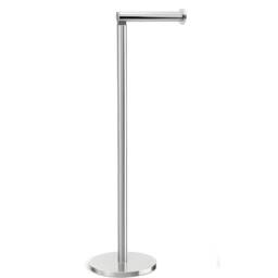 PAWNORA WHITE Silver Toilet Roll Holder Free Standing 2-in-1