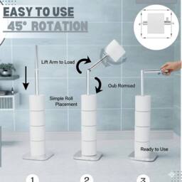 PAWNORA WHITE Silver Toilet Roll Holder Free Standing 2-in-1 - thumbnail 2
