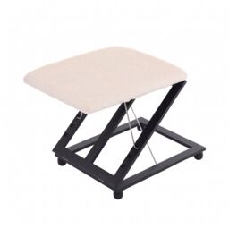Oypla Adjustable Folding Cushion Padded Footstool in White - thumbnail 2