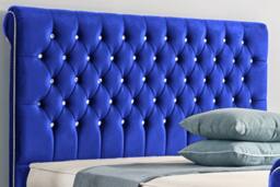 UK Bed Furniture Faye Gas Lift Ottoman Upholstered Bed with 48 Inch Button Headboard in Blue - Size: Double - thumbnail 2