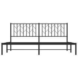 Berkfield Home Metal Bed Frame without Mattress with Headboard Black 183x213cm - Size: 183x213 cm - thumbnail 5