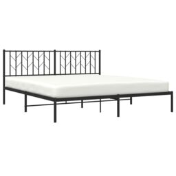 Berkfield Home Metal Bed Frame without Mattress with Headboard Black 183x213cm - Size: 183x213 cm - thumbnail 3