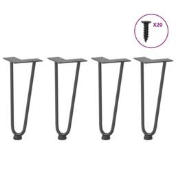 Berkfield Home Hairpin Table Legs 4 pcs Anthracite 30 cm Solid Steel in Charcoal - thumbnail 2
