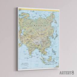 "Artery8 CIA 2004 Map of Asia China Russia India Canvas Wall Art Print in Blue - Size: W24"" x H32""" - thumbnail 2