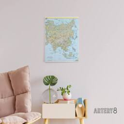 "Artery8 CIA 2004 Map of Asia China Russia India Canvas Wall Art Print in Blue - Size: W24"" x H32""" - thumbnail 3