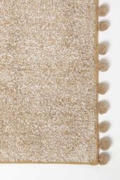 Homescapes Tufted Bath Mat 100% Cotton with Pom Pom Edges in Beige - thumbnail 2