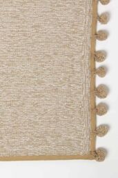 Homescapes Tufted Bath Mat 100% Cotton with Pom Pom Edges in Beige - thumbnail 4