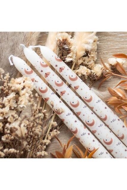 KDMD Set of 3 Harvest Moon Taper Candles in White - image 1