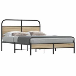 Berkfield Home Bed Frame Without Mattress 140x190 cm Smoked Oak Engineered Wood in Brown - thumbnail 1