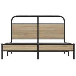 Berkfield Home Bed Frame Without Mattress 140x190 cm Smoked Oak Engineered Wood in Brown - thumbnail 5