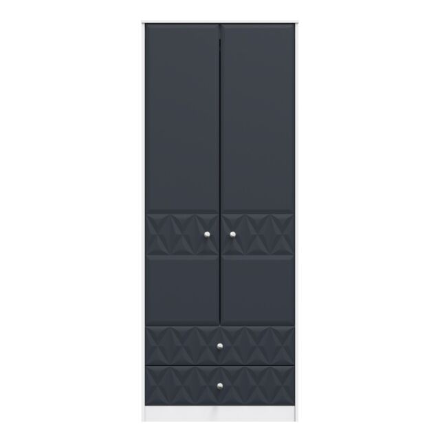 Ready Assembled 2 U Memphis 2 Door Robe 2 Drawer Robe (Ready Assembled) in Dark Blue - Size: Large - image 1