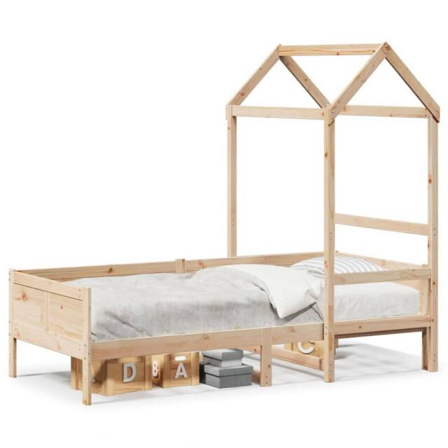 Berkfield Home Day Bed with Roof without Mattress 80x200 cm Solid Wood in Light Tan - image 1