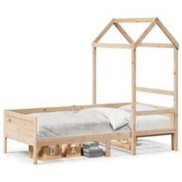 Berkfield Home Day Bed with Roof without Mattress 80x200 cm Solid Wood in Light Tan - thumbnail 1