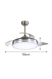 Living and Home Remote Control Acrylic Ceiling Fan Light with Retracted Blades in Silver - thumbnail 4