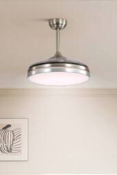 Living and Home Remote Control Acrylic Ceiling Fan Light with Retracted Blades in Silver - thumbnail 3