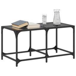 Berkfield Home Modern Coffee Table with Black Glass Top 78.5x40x40 cm Steel - thumbnail 1