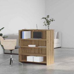 Berkfield Home Reception Desk Artisan Oak 100x50x103.5 cm Engineered Wood in Brown - thumbnail 3