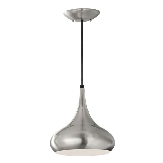 Loops 1 Bulb Ceiling Pendant Light Fitting Brushed Steel LED E27 60W Bulb in Metallics