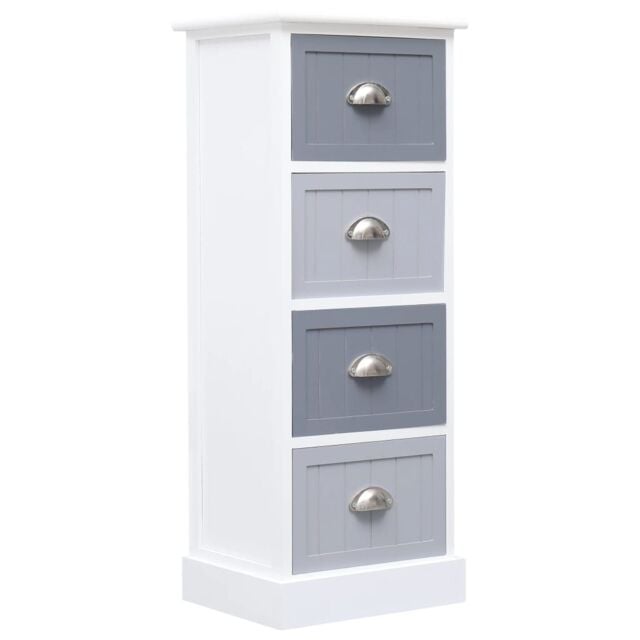 Berkfield Home Side Cabinet 35x30x90 cm Paulownia Wood in White - Size: 35 x 30 x 90 cm - image 1