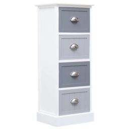 Berkfield Home Side Cabinet 35x30x90 cm Paulownia Wood in White - Size: 35 x 30 x 90 cm - thumbnail 1