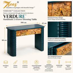 7seas VERDURE Handmade 2-Drawer Dressing Table - Deep Teal - thumbnail 3