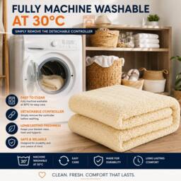 Sweet Dreams Electric Heated Blanket 9 Heat & 9 Timer Settings in Beige - Size: Single - thumbnail 7