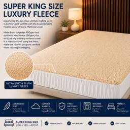 Sweet Dreams Electric Heated Blanket 9 Heat & 9 Timer Settings in Beige - Size: Single - thumbnail 8