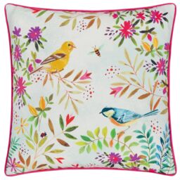 Evans Lichfield Daisy Hill Willow Birds Printed Cushion in Pink - Size: 45 cm x 45 cm - thumbnail 1