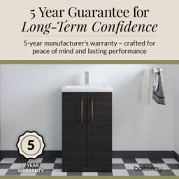 Balterley Bathroom Vanity Basin Unit, Brushed Bronze Handles, 500mm, Wood Black - thumbnail 6