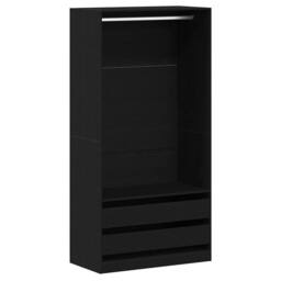 Berkfield Home Black Oak Wardrobe - 100 x 50 x 200 cm - Made from Engineered Wood