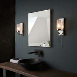 Loops Polished Chrome Bathroom Wall Light & Frosted Glass Shade - Decorative Sconce in Clear - thumbnail 5