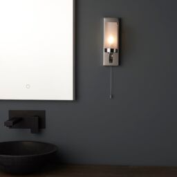 Loops Polished Chrome Bathroom Wall Light & Frosted Glass Shade - Decorative Sconce in Clear - thumbnail 4