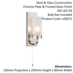 Loops Polished Chrome Bathroom Wall Light & Frosted Glass Shade - Decorative Sconce in Clear - thumbnail 2