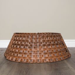 Samuel Alexander 48/70cm Large KD Plastic Wicker Rattan Woven Christmas Tree Skirt in Brown - thumbnail 5