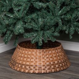 Samuel Alexander 48/70cm Large KD Plastic Wicker Rattan Woven Christmas Tree Skirt in Brown