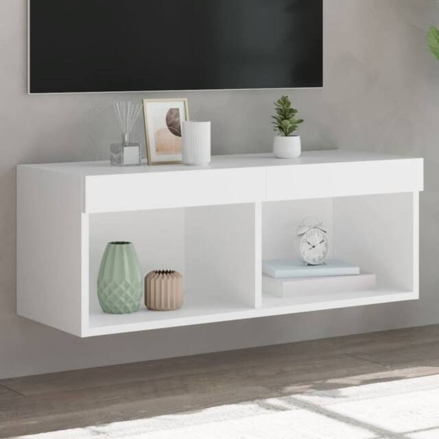 Berkfield Home TV Cabinet with LED Lights White 80x30x30 cm - Size: 80 x 30 x 30 cm - image 1
