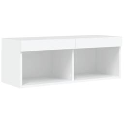 Berkfield Home TV Cabinet with LED Lights White 80x30x30 cm - Size: 80 x 30 x 30 cm - thumbnail 7