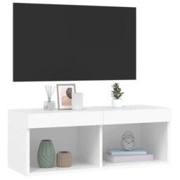 Berkfield Home TV Cabinet with LED Lights White 80x30x30 cm - Size: 80 x 30 x 30 cm - thumbnail 6
